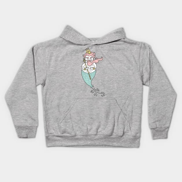 Merman illustration Kids Hoodie by JDawnInk